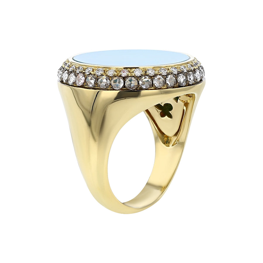 Turquoise Ring in Yellow Gold with Diamonds