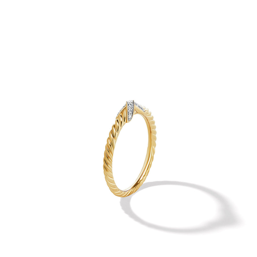 Petite X Ring in 18K Yellow Gold with Pave Diamonds