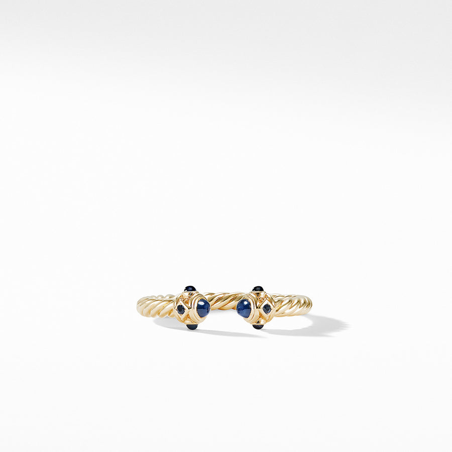 Renaissance Ring in 18K Gold with Blue Sapphires