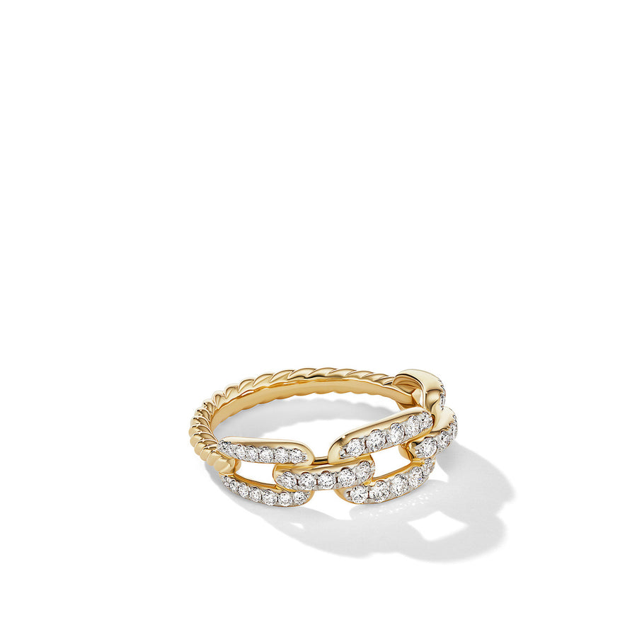 Stax Chain Link Ring in 18K Yellow Gold with Pave Diamonds