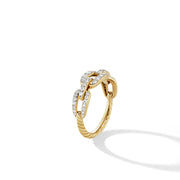 Stax Chain Link Ring in 18K Yellow Gold with Pave Diamonds