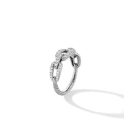 Stax Chain Link Ring in 18K White Gold with Pave Diamonds