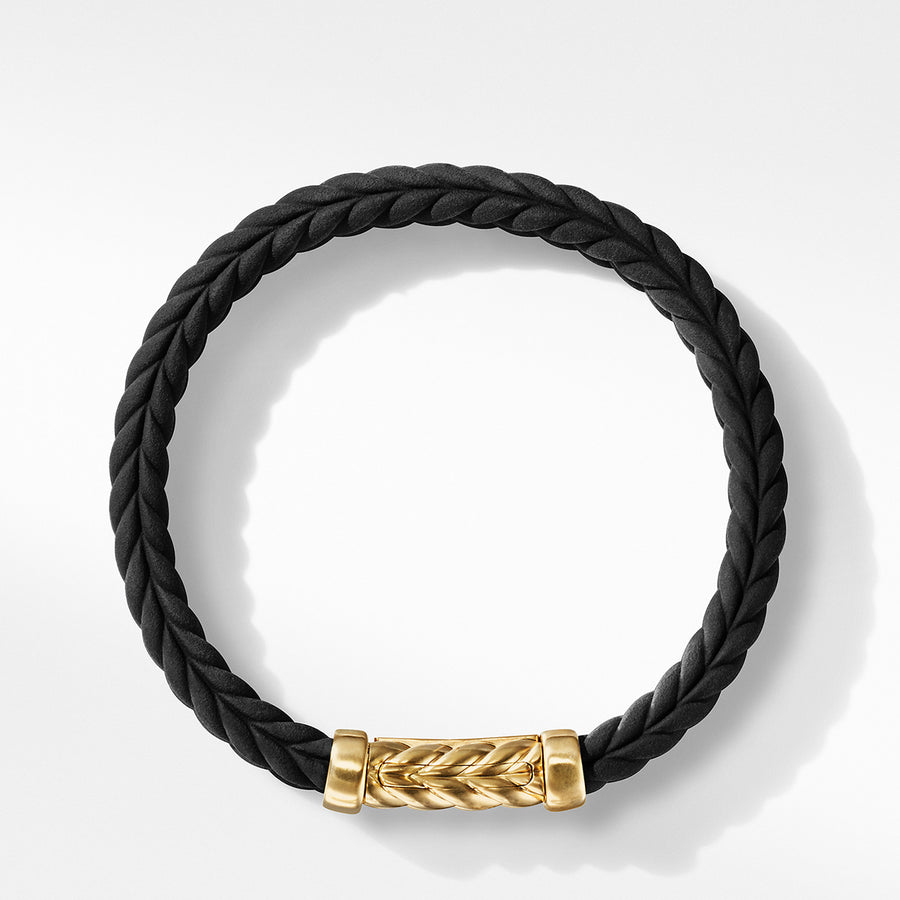 Chevron Black Rubber Bracelet with 18K Yellow Gold Schiffman's
