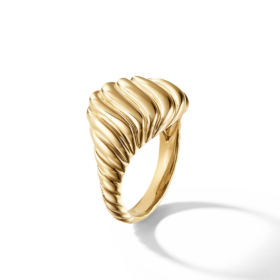 Sculpted Cable Pinky Ring in 18K Yellow Gold