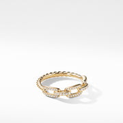 Stax Single Row Pave Chain Link Ring with Diamonds in 18K Gold
