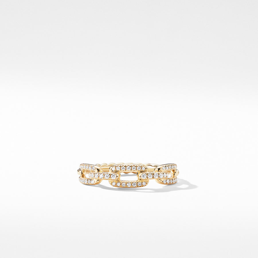 Stax Single Row Pave Chain Link Ring with Diamonds in 18K Gold