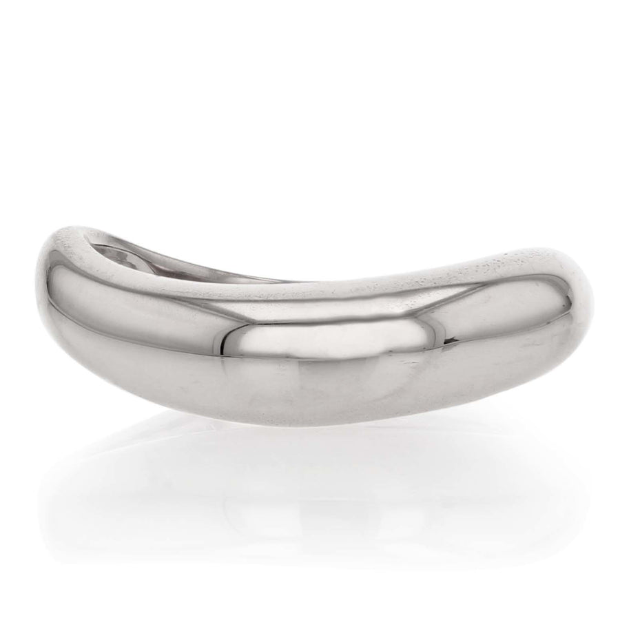 14K White Gold Curved Dome Ring