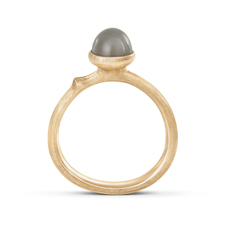 Lotus Ring in 18K Yellow Gold with Grey Moonstone