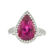 Platinum and 20K Rose Gold Magenta Tourmaline Diamond Ring