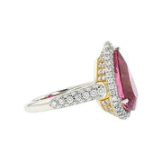 Platinum and 20K Rose Gold Magenta Tourmaline Diamond Ring