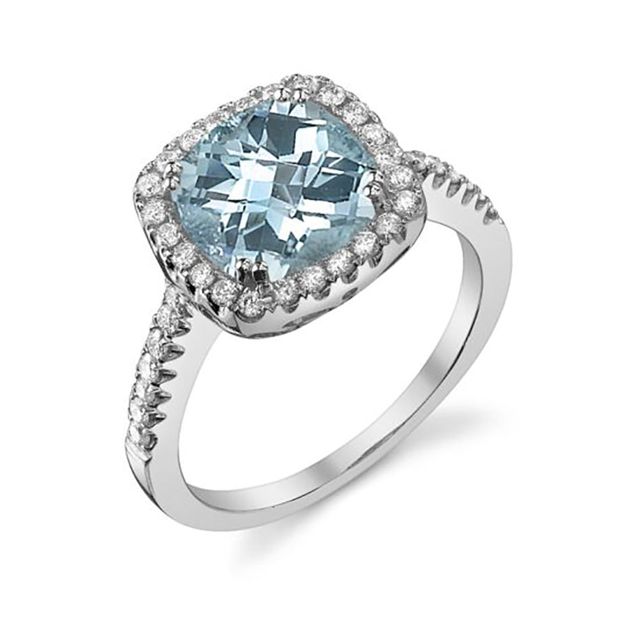 Aquamarine 14k White Gold Ring with Diamonds