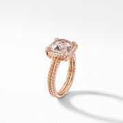 Chatelaine Pave Bezel Ring in 18K Rose Gold with Morganite