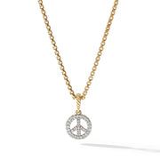 Peace Sign Amulet in 18K Yellow Gold with Pave Diamonds