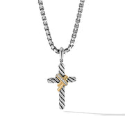 X Cross Pendant with 18K Yellow Gold and Pave Diamonds