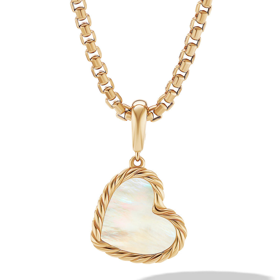 Heart Amulet in 18K Yellow Gold with Mother of Pearl