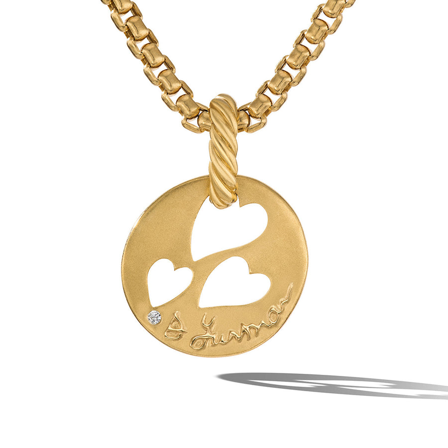 Open Hearts Pendant in 18K Yellow Gold with Diamonds