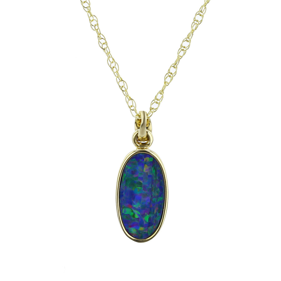 14K Yellow Gold Oval Opal Pendant