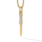 Dagger Amulet in 18K Yellow Gold with Pave Diamonds