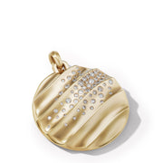 Cable Edge Pendant in Recycled 18K Yellow Gold with Pave Diamonds