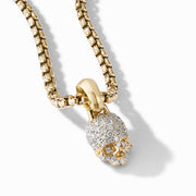 Skull Charm with Full Pave Diamonds and 18K Yellow Gold