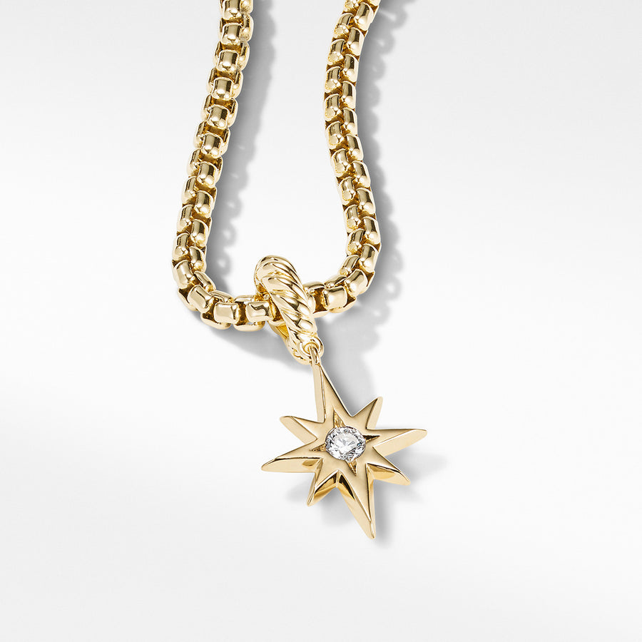 North Star Birthstone Amulet in 18K Yellow Gold with Center Diamond