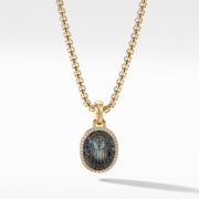 Petrvs Small Scarab Pendant in 18K Yellow Gold with Black Mother of Pearl and Pave Diamonds
