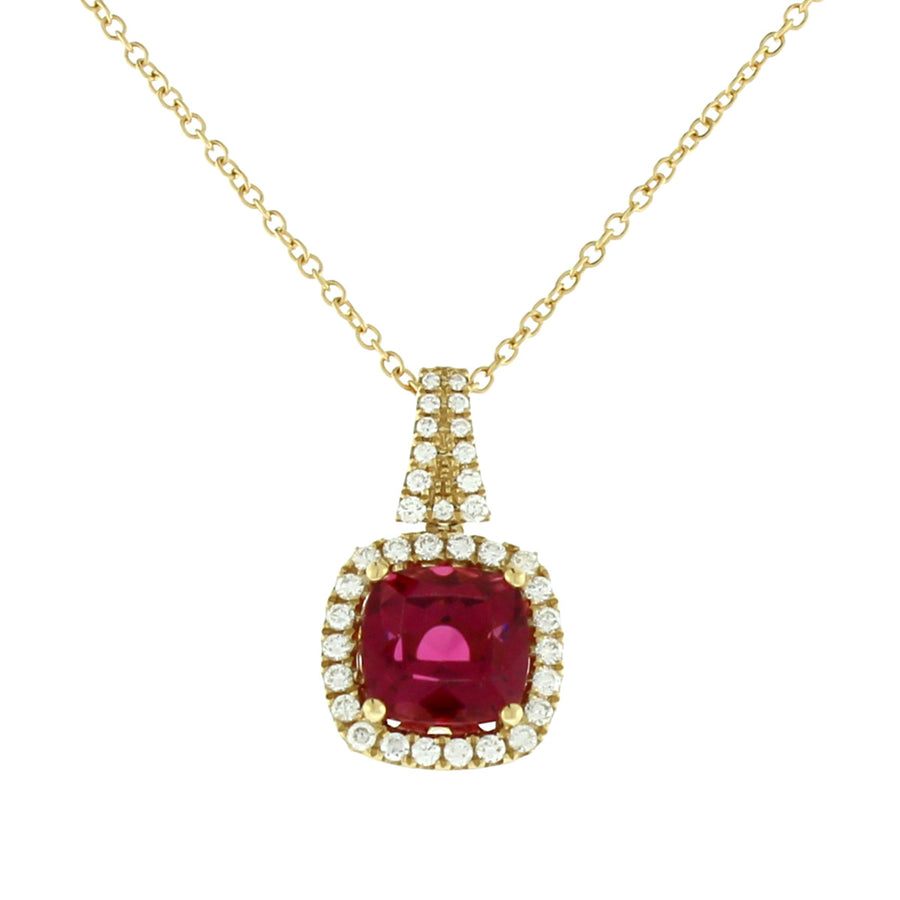 Pink Tourmaline and Diamond Halo Pendant