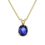 Sapphire Solitaire Pendant Necklace in 18K Yellow Gold, 18in