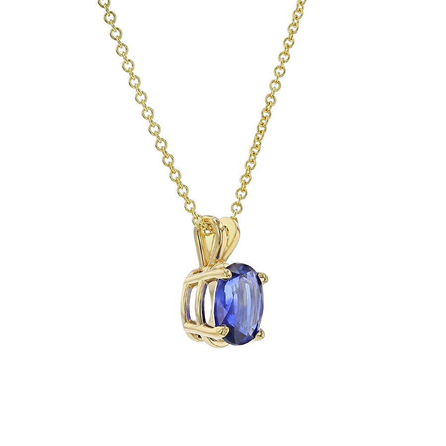 Sapphire Solitaire Pendant Necklace in 18K Yellow Gold, 18in