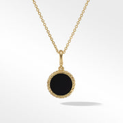 Black Enamel Charm Necklace with 18K Yellow Gold and Diamond