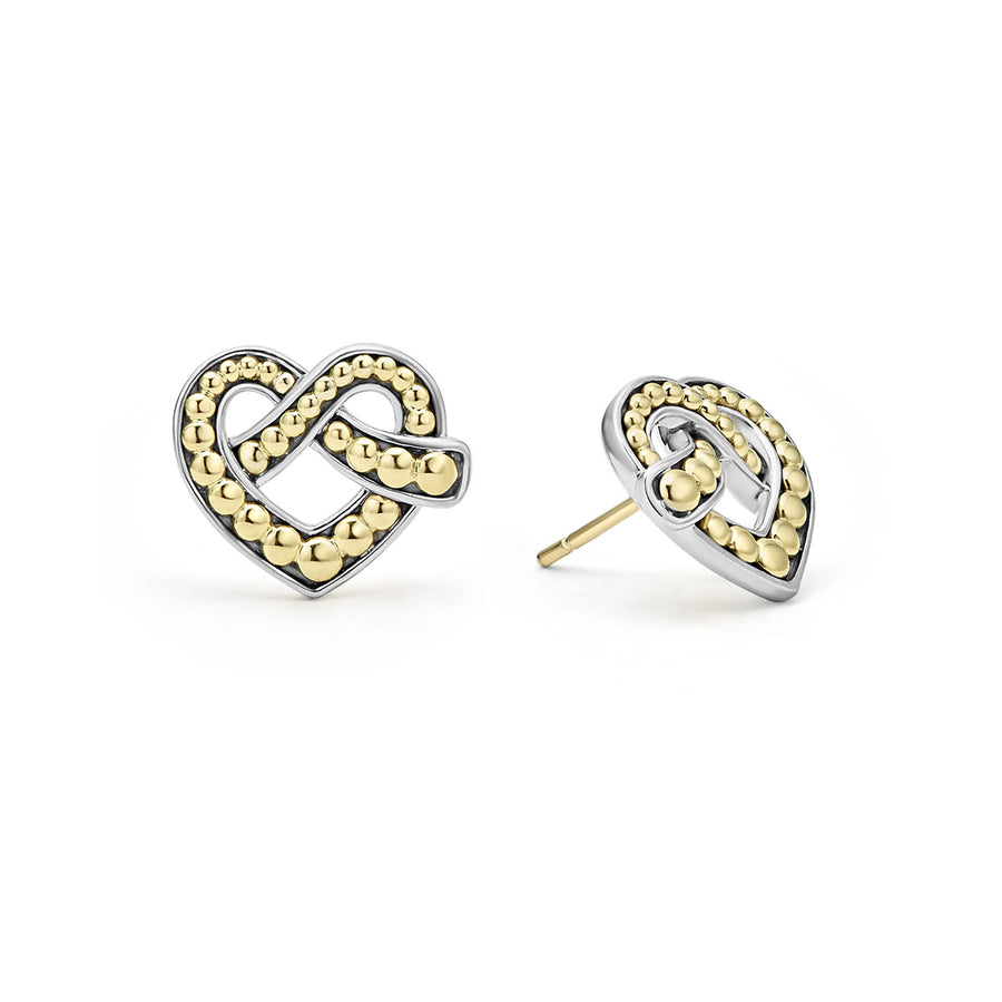 Two Tone Heart Stud Earrings