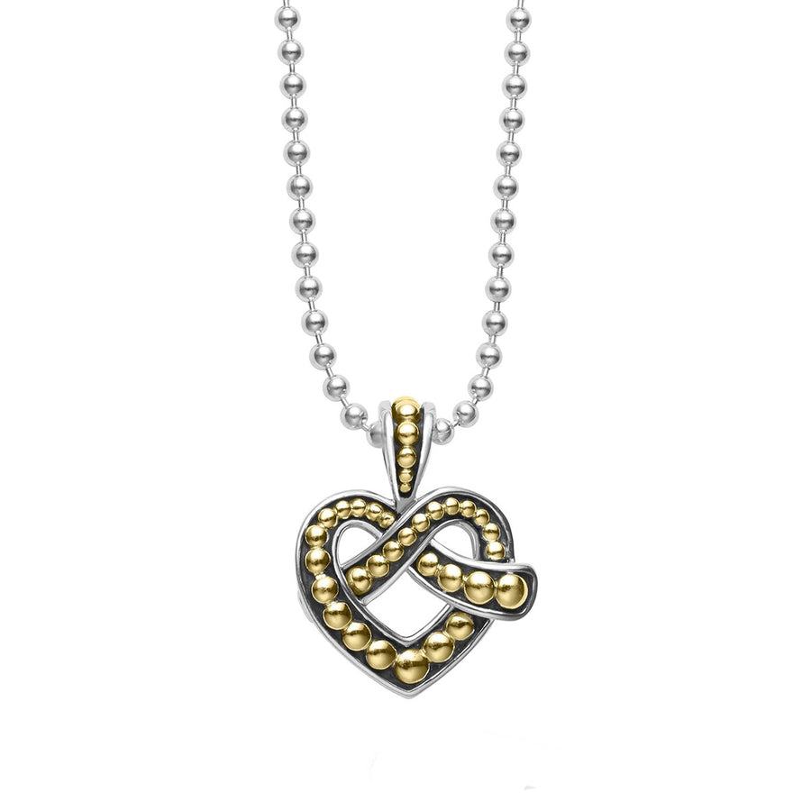 Two Tone Heart Pendant Necklace