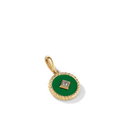 Emerald Green Charm in 18K Yellow Gold with Center Diamond