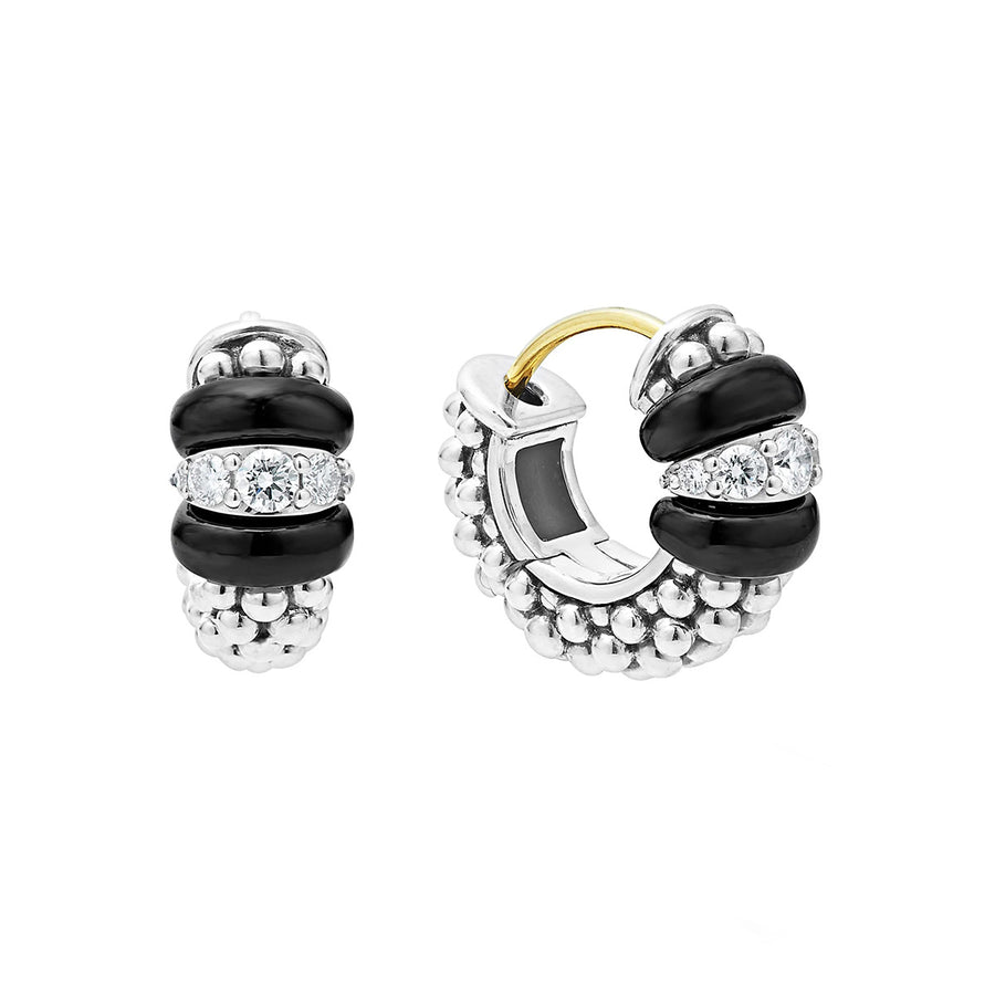 Ceramic and Diamond Huggie Earrings