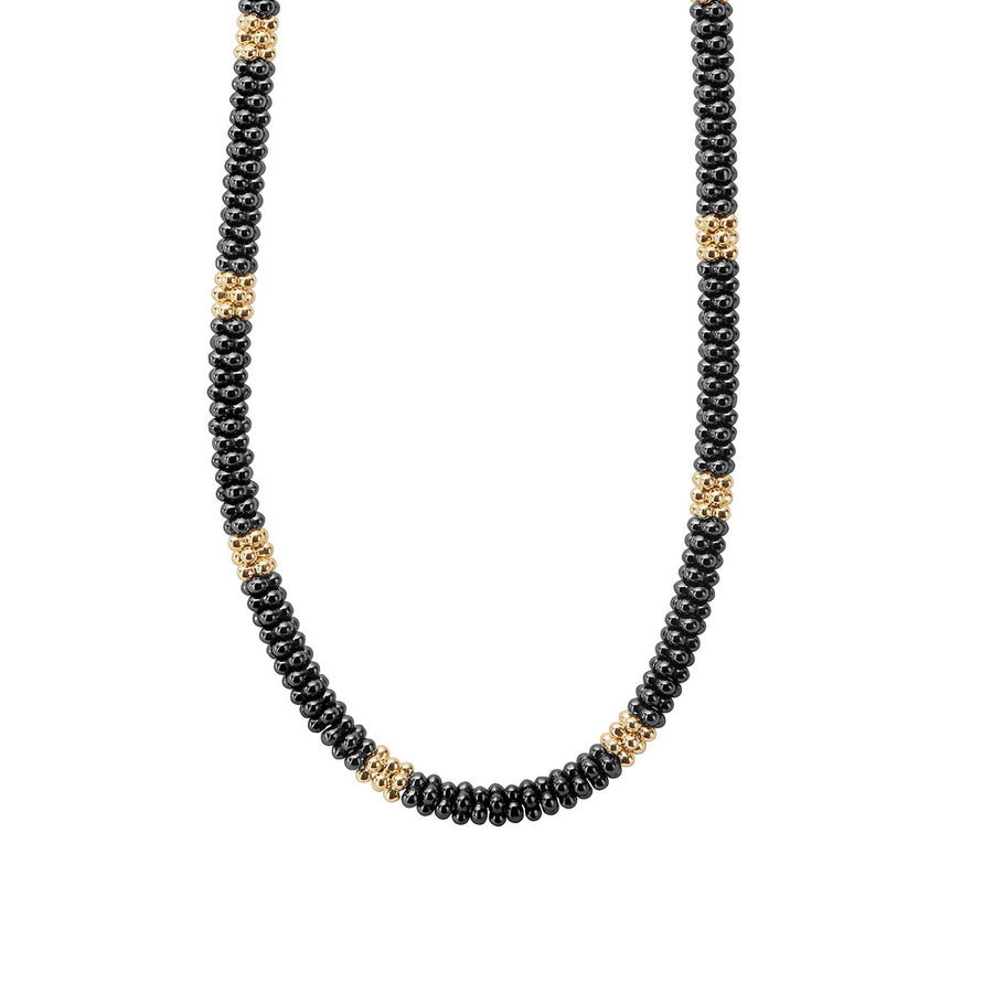 Gold Small Station Ceramic Beaded Necklace