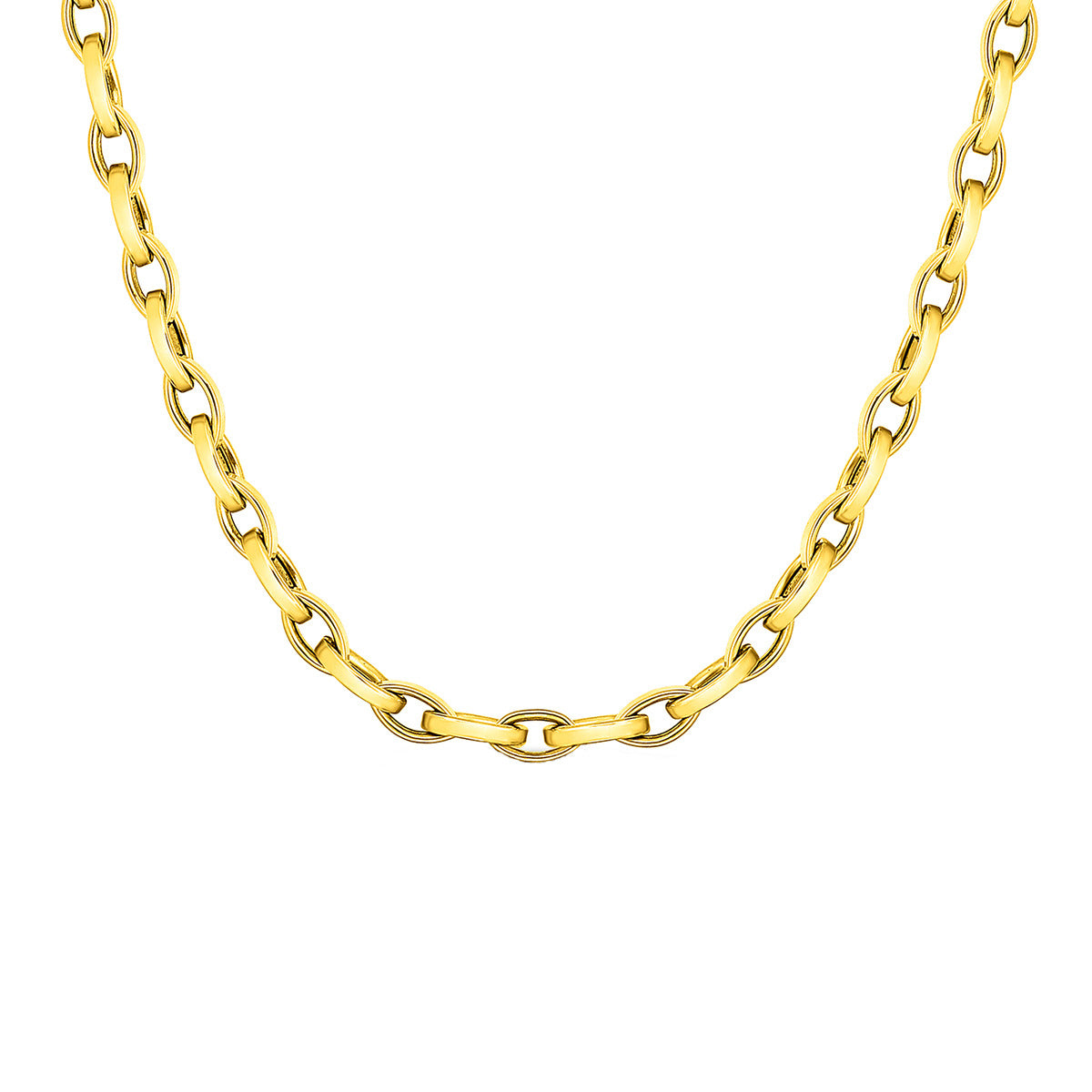 Designer Almond Link Necklace in 18K Yellow Gold, 20in
