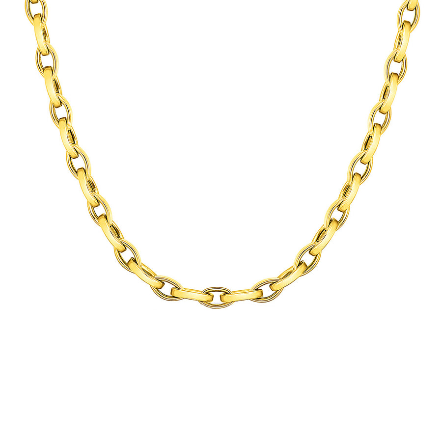 18K Designer Gold Almond Link 20-Inch Necklace