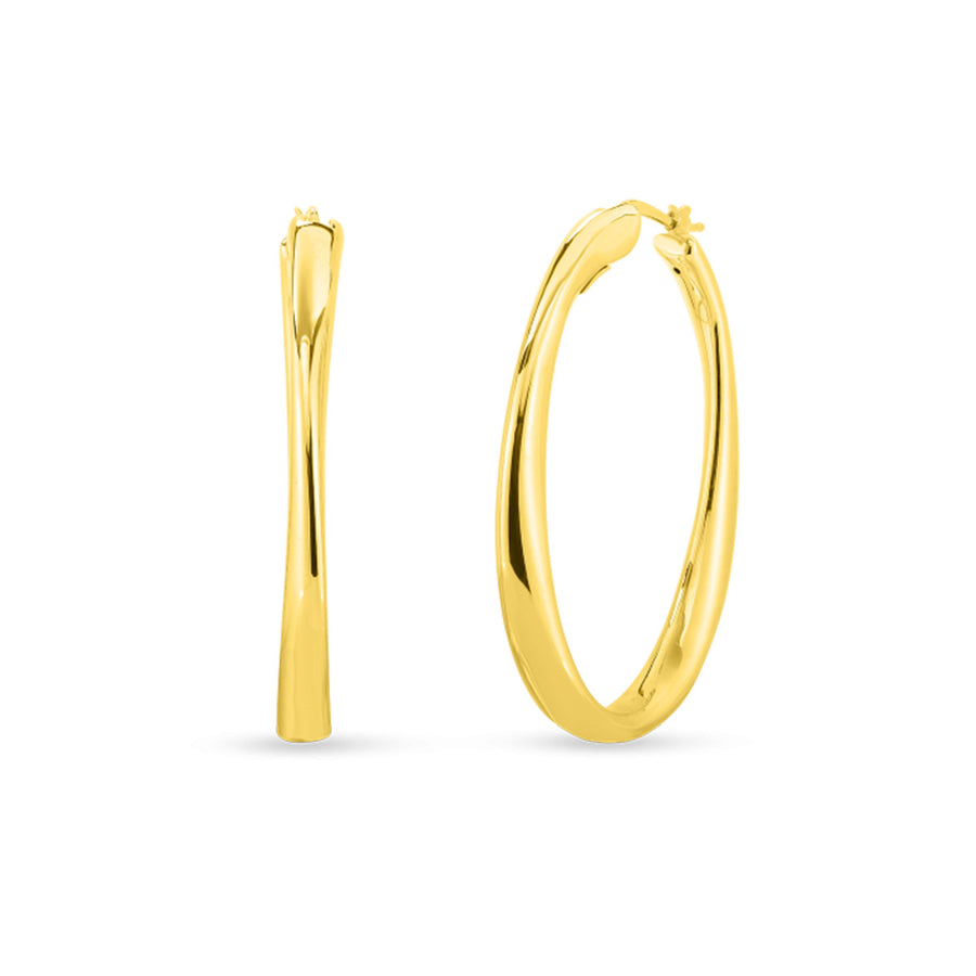 18Kt Gold Large Contoured Hoop Earrings