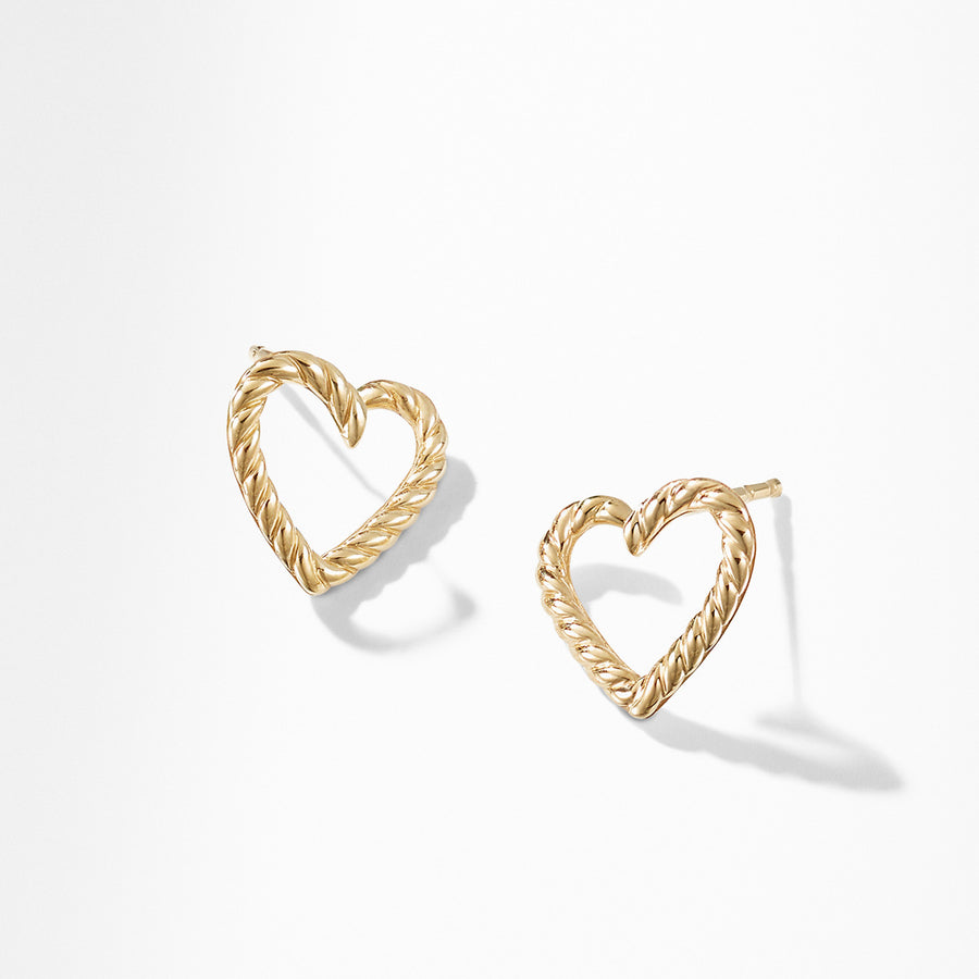 Cable Heart Earring in 18K Gold