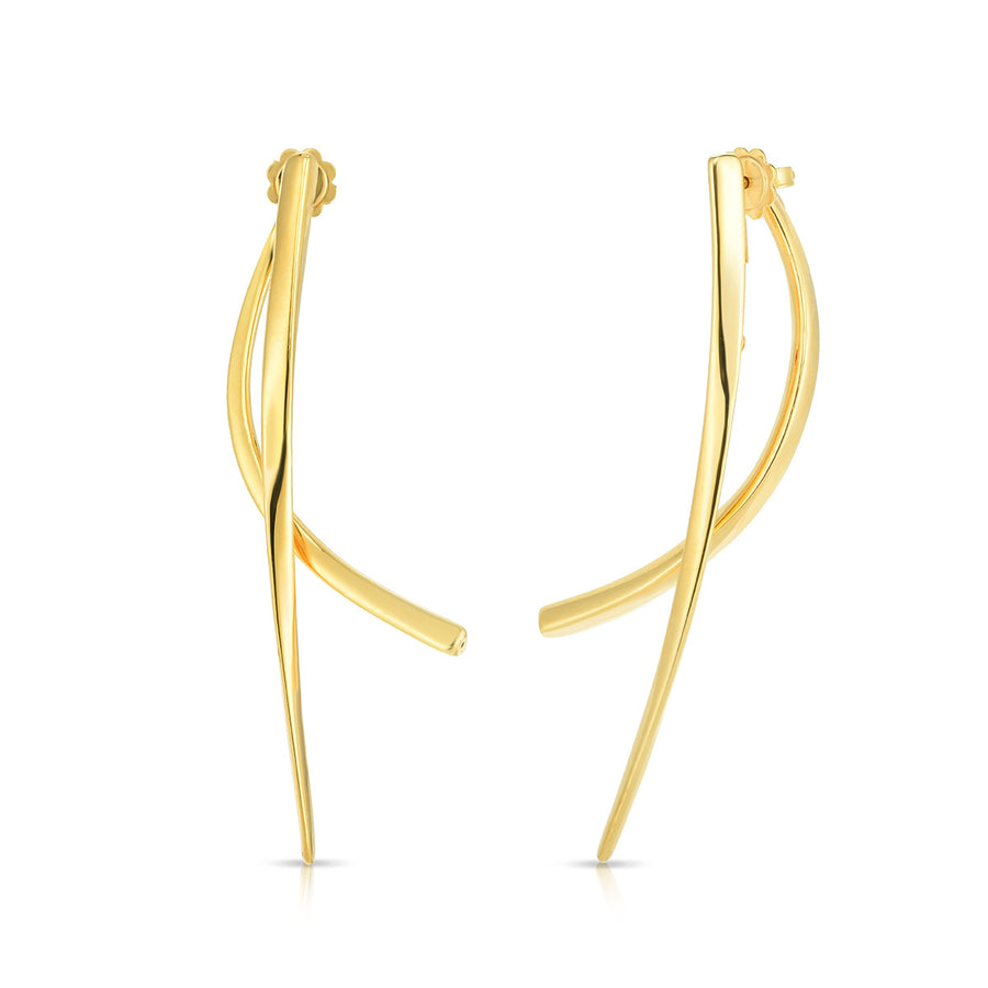 18K Gold Front Back Line Earrings