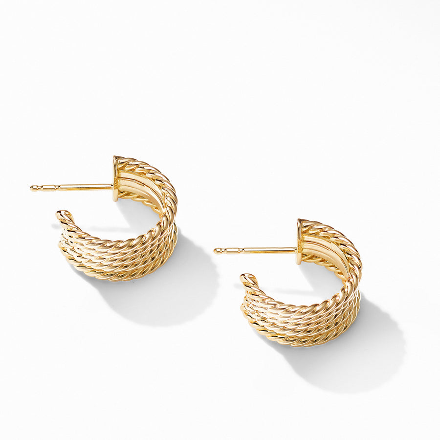 DY Origami Cable Huggie Hoops in 18K Yellow Gold