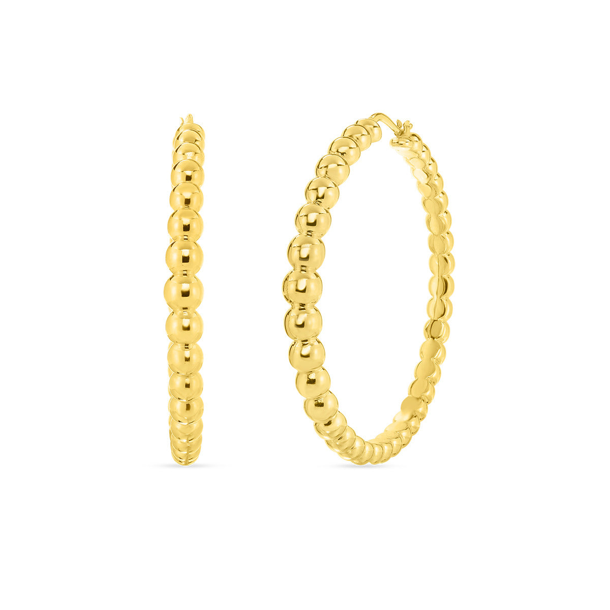 Designer Bead Hoop Earring in 18K Yellow Gold, Extra Large