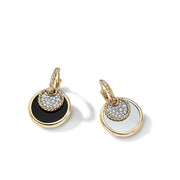 Convertible Drop Earrings with Black Onyx and Mother of Pearl and Pave Diamonds