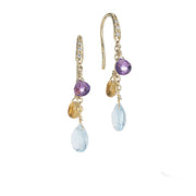 18K Yellow Gold Diamond and Mixed Gemstone Short Drop Earrings