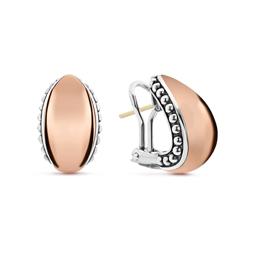Rose Gold Station Caviar Huggie Earrings