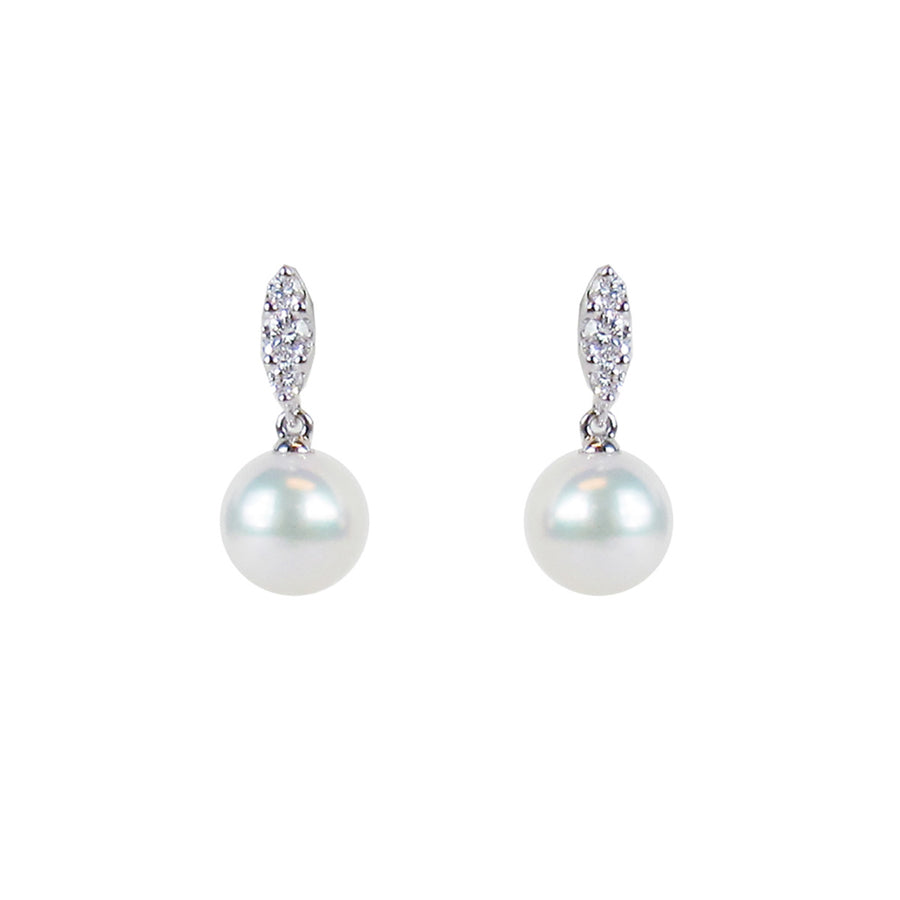 Akoya Cultured Pearl Earrings with Diamonds