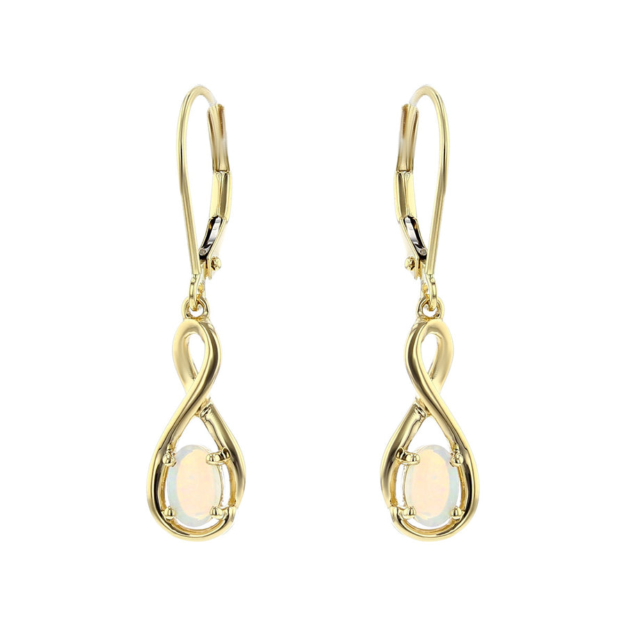 Australian White Opal Cabochon Drop Earrings