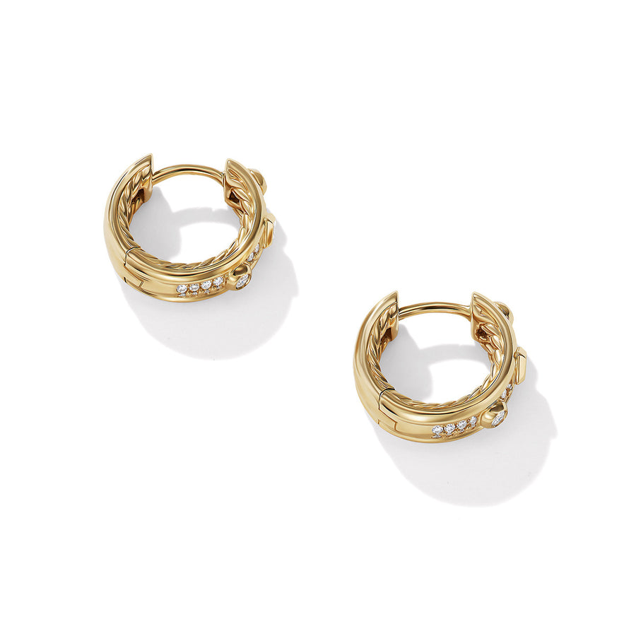 Huggie Earrings in 18K Yellow Gold with Full Pave Diamonds