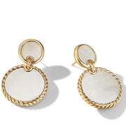DY Elements Double Drop Earrings in 18K Yellow Gold with Mother of Pearl