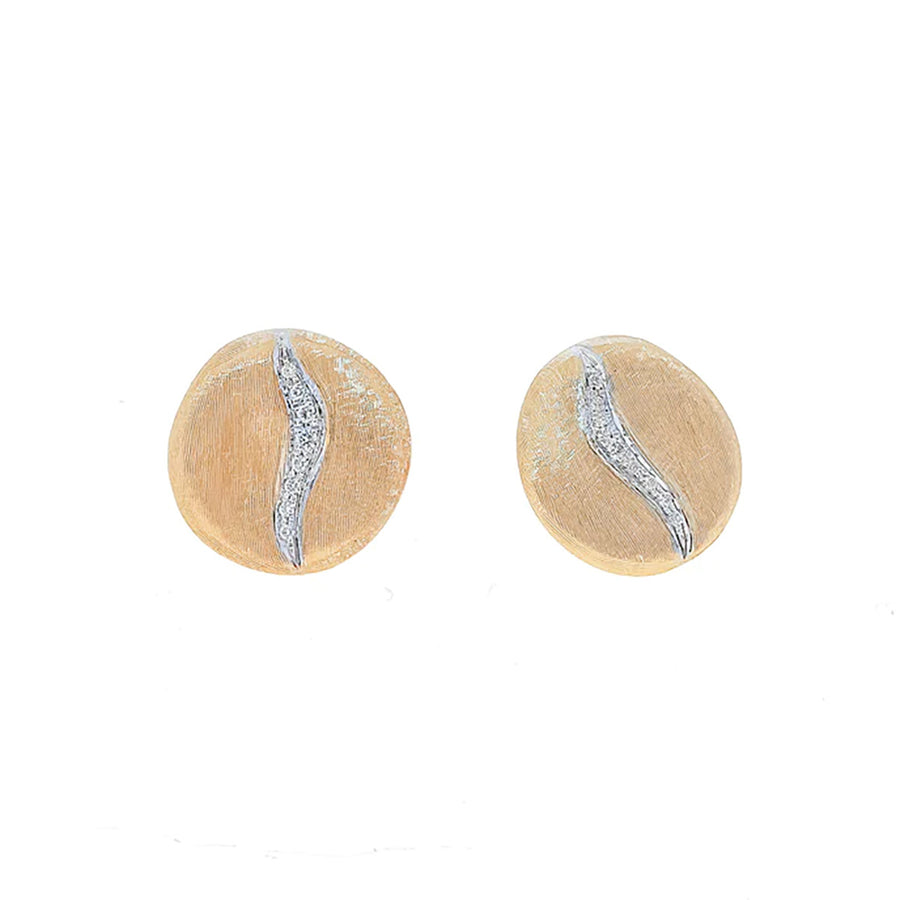 18K Yellow Gold and Diamond Accent Small Stud Earrings